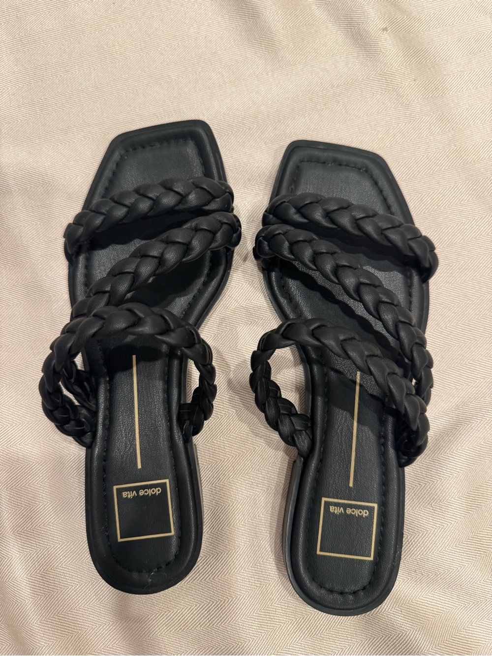 Dolce Vita Black Braided Slide Sandals
